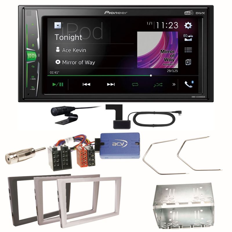Pioneer DMH-A3300DAB Bluetooth Einbauset für Opel Omega B Meriva A Agila Vivaro
