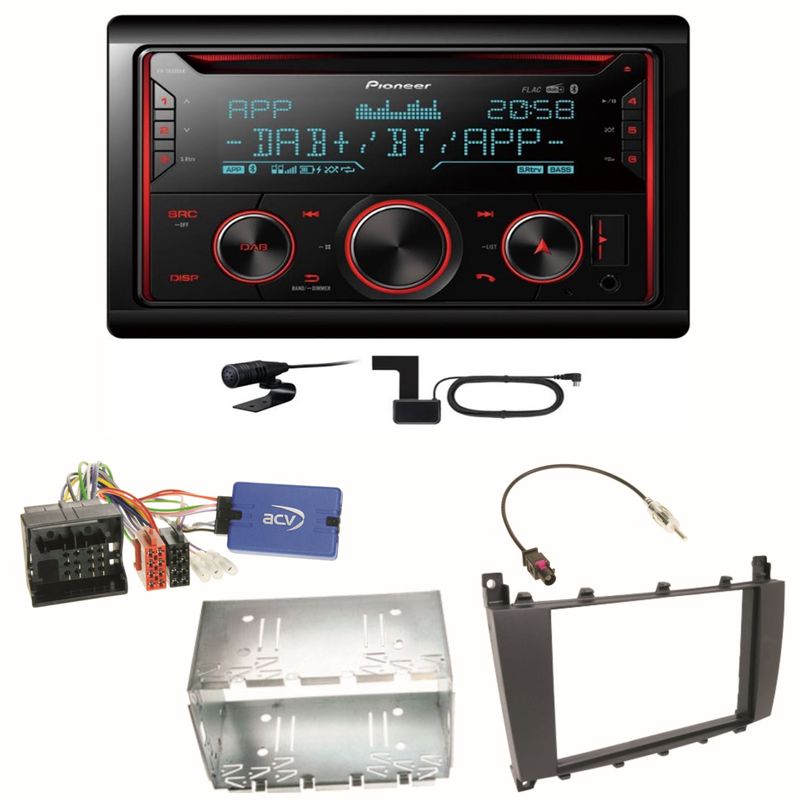 Pioneer FH-S820DAB DAB+ USB Einbauset für Mercedes C-Klasse W203 CLC CL203 S203 Pioneer FH-S820DAB DAB+ USB Einbauset für Mercedes C-Klasse W203 CLC CL203 S203
