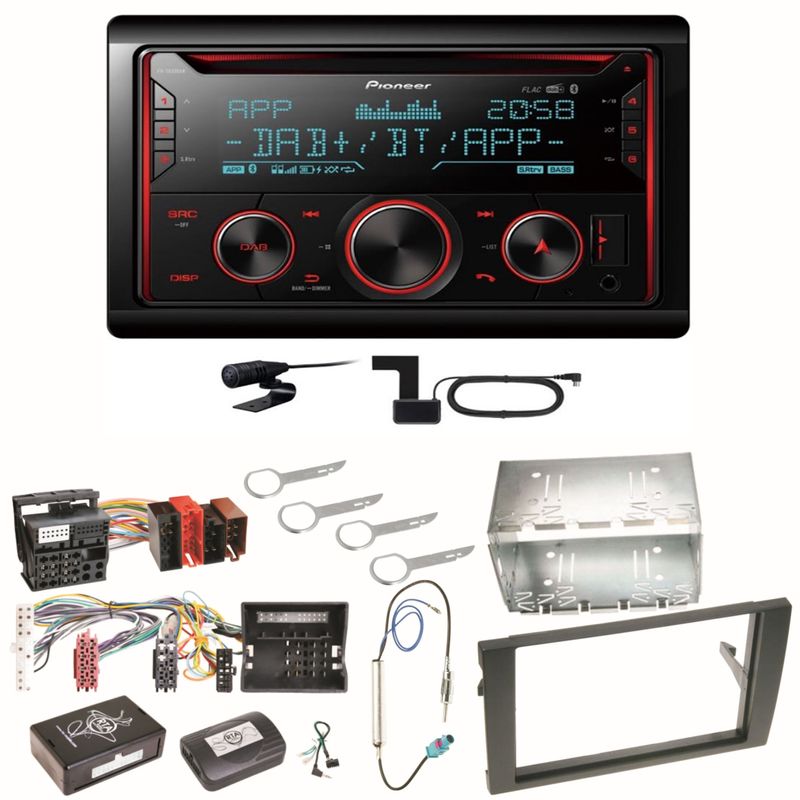 Pioneer FH-S820DAB DAB+ Bluetooth FLAC USB Einbauset für Audi A4 B6 B7 Seat Exeo Pioneer FH-S820DAB DAB+ Bluetooth FLAC USB Einbauset für Audi A4 B6 B7 Seat Exeo