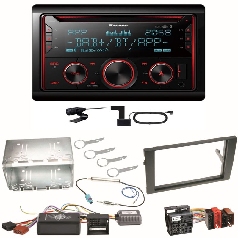 Pioneer FH-S820DAB DAB+ Bluetooth FLAC USB Einbauset für Seat Exeo Audi A4 B6 B7 Pioneer FH-S820DAB DAB+ Bluetooth FLAC USB Einbauset für Seat Exeo Audi A4 B6 B7