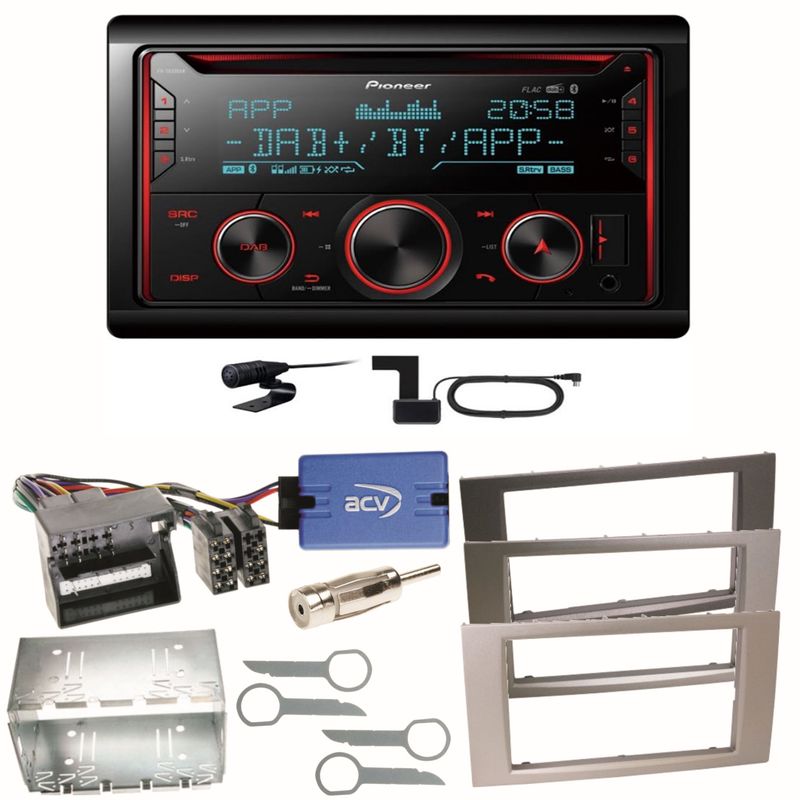 Pioneer FH-S820DAB DAB+ Bluetooth Einbauset für Ford Focus C-Max Fiesta Transit