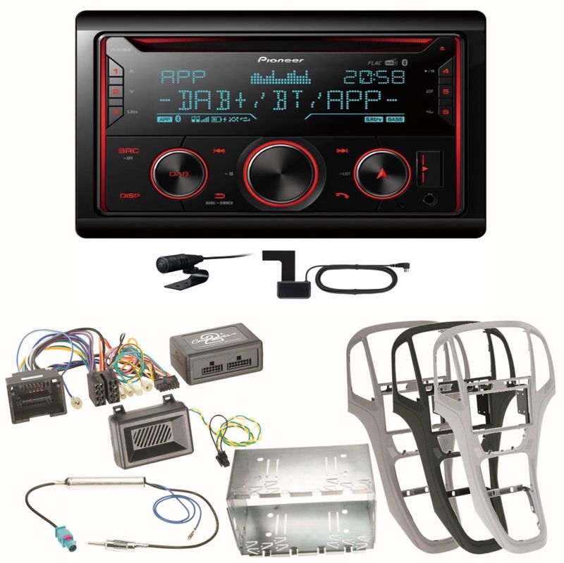 Pioneer FH-S820DAB Digitalradio USB FLAC Bluetooth CD Einbauset für Opel Astra J Pioneer FH-S820DAB Digitalradio USB FLAC Bluetooth CD Einbauset für Opel Astra J