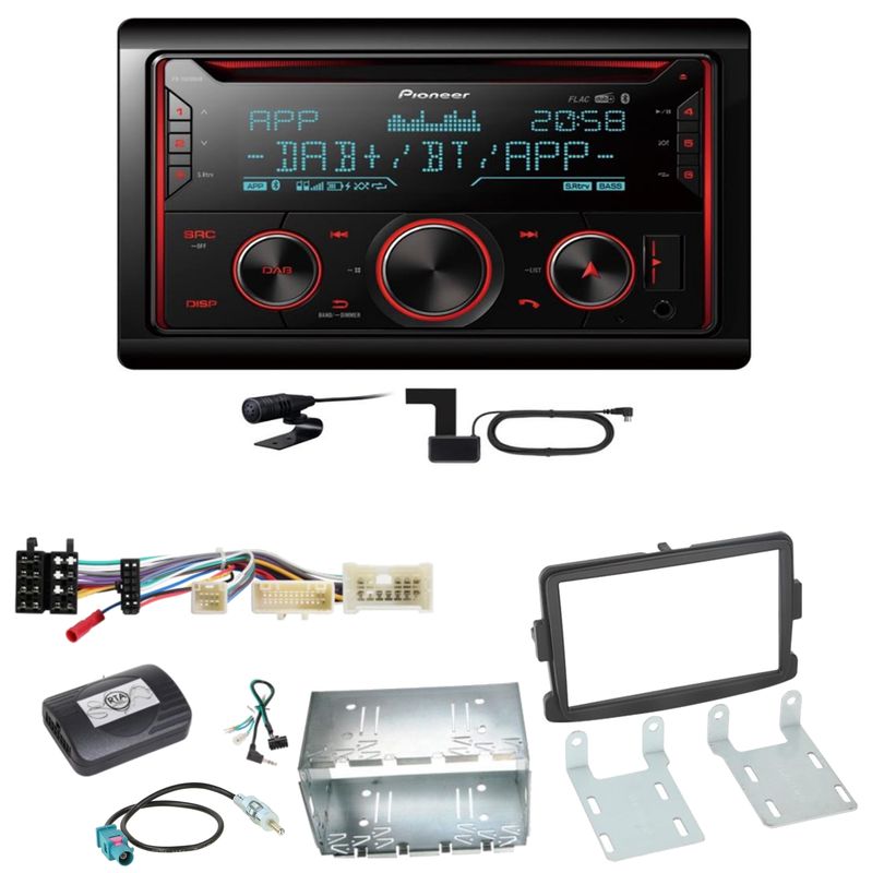 Pioneer FH-S820DAB Digitalradio Bluetooth MP3 Einbauset für Dacia Dokker Sandero Pioneer FH-S820DAB Digitalradio Bluetooth MP3 Einbauset für Dacia Dokker Sandero