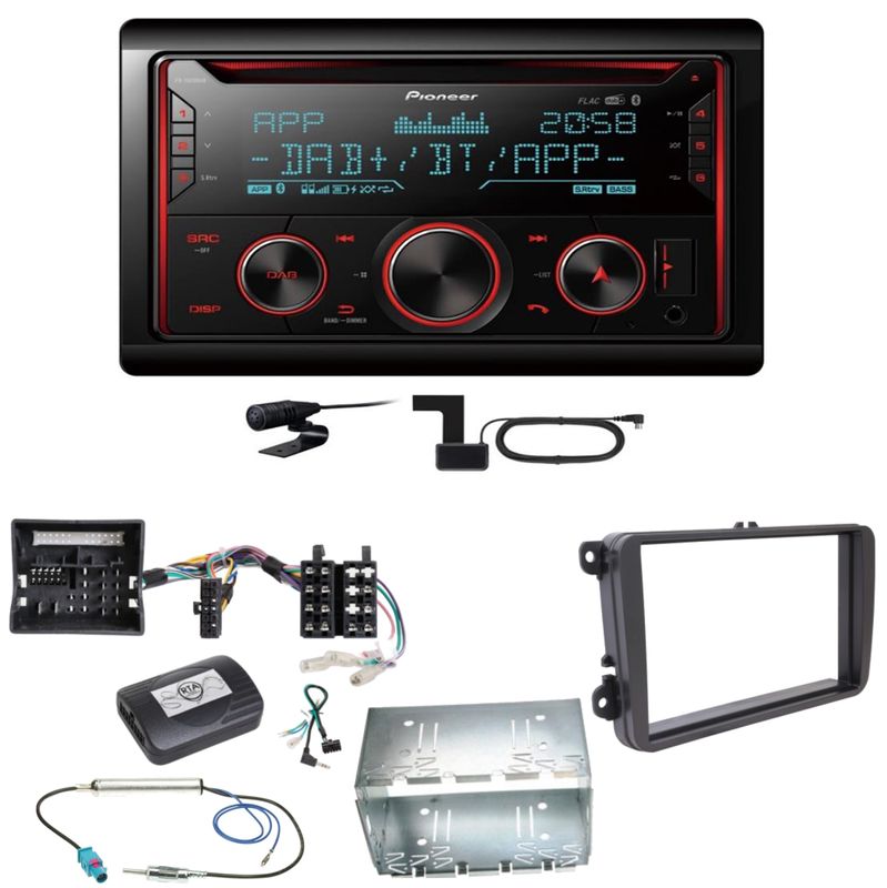 Pioneer FH-S820DAB Digitalradio Bluetooth FLAC Einbauset für T6 Sharan 2 Beetle