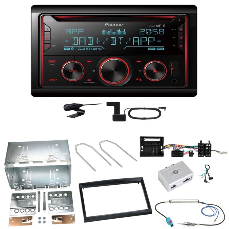 Pioneer FH-S820DAB DAB+ Bluetooth USB Einbauset für Citroen C2 C3 Berlingo Jumpy
