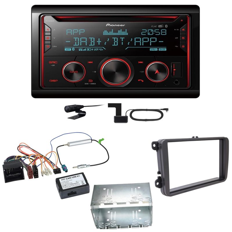 Pioneer FH-S820DAB DAB+ Bluetooth USB Einbauset für Tiguan Amarok Caddy Jetta