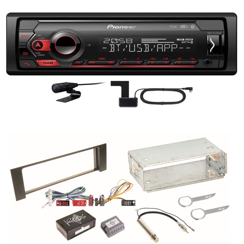 Pioneer MVH-S420DAB Bluetooth USB DAB+ AUX Autoradio Einbauset für Audi A4 B6 B7 Pioneer MVH-S420DAB Bluetooth USB DAB+ AUX Autoradio Einbauset für Audi A4 B6 B7