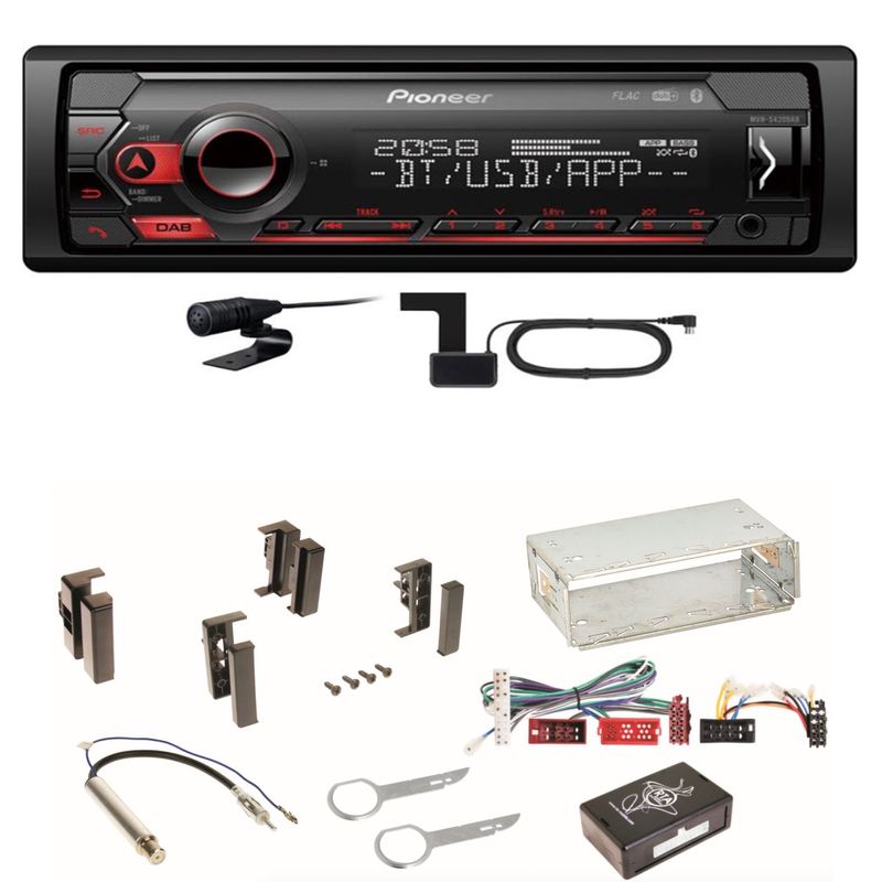 Pioneer MVH-S420DAB Bluetooth DAB+ AUX MP3 Einbauset für Audi A4 B5 A6 4B C4 A8