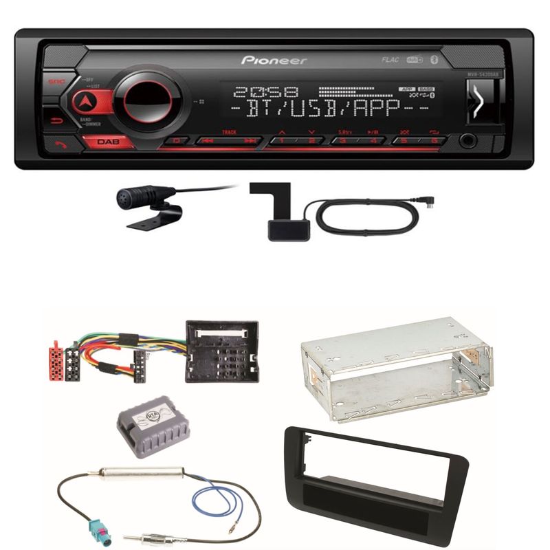 Pioneer MVH-S420DAB Bluetooth USB Digitalradio FLAC MP3 Einbauset für Audi A1