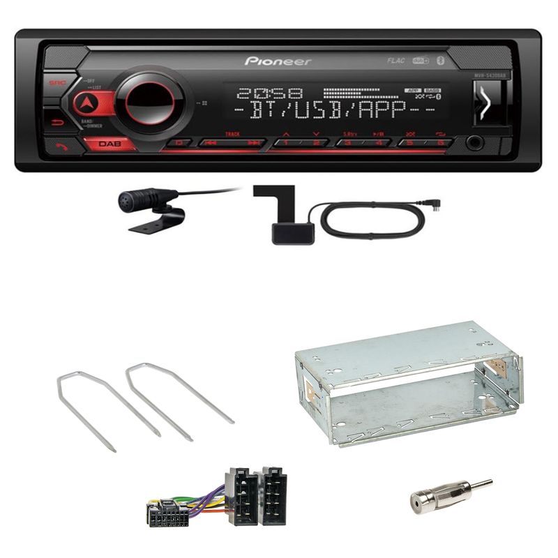 Pioneer MVH-S420DAB Bluetooth Digitalradio USB Einbauset für Peugeot 206 206 CC Pioneer MVH-S420DAB Bluetooth Digitalradio USB Einbauset für Peugeot 206 206 CC