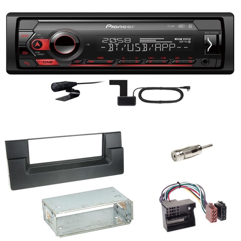 Pioneer MVH-S420DAB Bluetooth DAB+ USB MP3 Einbauset für BMW 5er E39 ab 10/2000