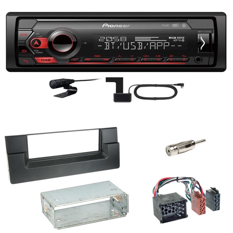 Pioneer MVH-S420DAB Bluetooth DAB+ AUX USB Einbauset für BMW 5er E39 bis 09/2000
