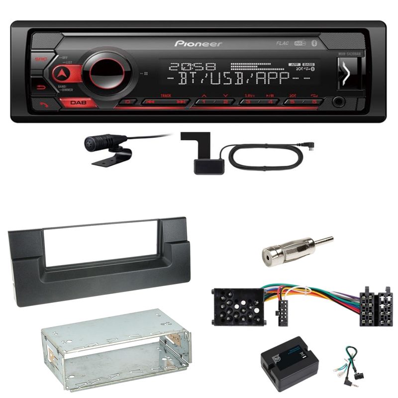 Pioneer MVH-S420DAB Bluetooth USB MP3 WMA Einbauset für BMW 5er E39 bis 09/2000