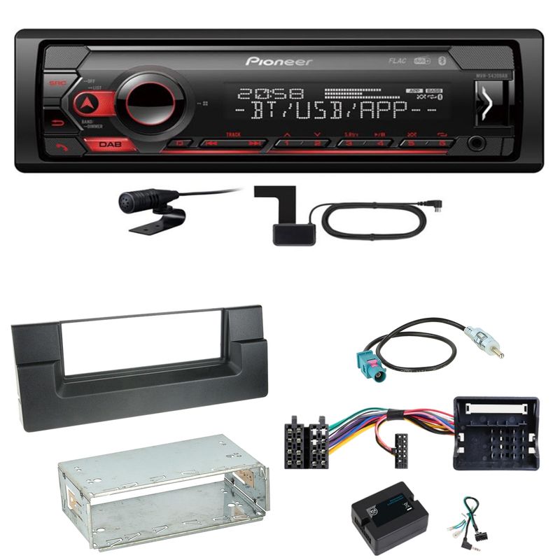 Pioneer MVH-S420DAB Bluetooth DAB+ USB MP3 Einbauset für BMW 5er E39 ab 10/2000