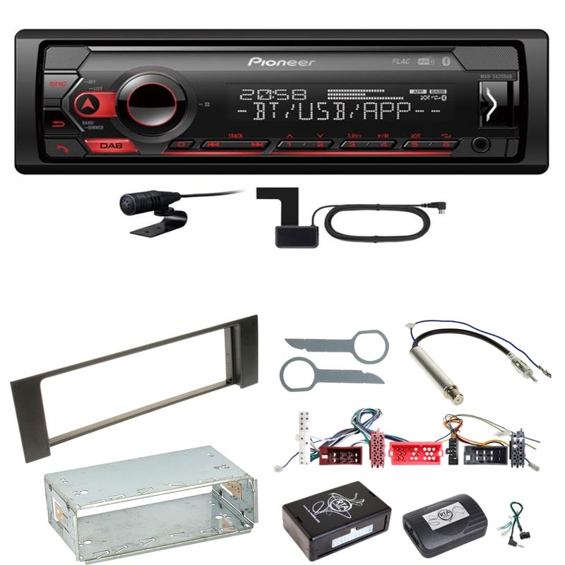 Pioneer MVH-S420DAB Bluetooth WAV WMA DAB+ Autoradio Einbauset für Audi A4 B6 B7