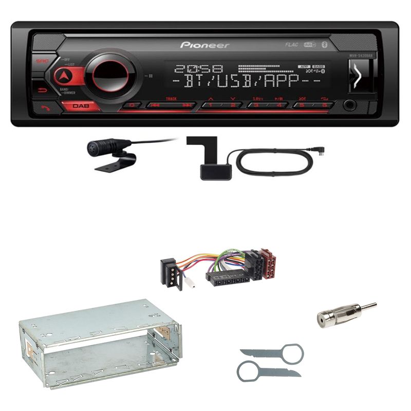 Pioneer MVH-S420DAB Bluetooth DAB+ AUX USB Einbauset für Mercedes E-Klasse W124 Pioneer MVH-S420DAB Bluetooth DAB+ AUX USB Einbauset für Mercedes E-Klasse W124