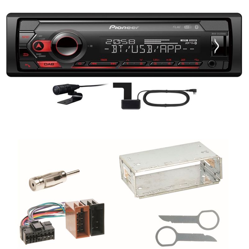 Pioneer MVH-S420DAB Bluetooth DAB+ Einbauset für Mercedes SLK R170 W208 W210 Pioneer MVH-S420DAB Bluetooth DAB+ Einbauset für Mercedes SLK R170 W208 W210