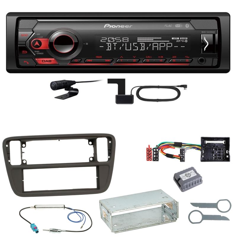 Pioneer MVH-S420DAB Bluetooth DAB+ MP3 Einbauset für Up Seat Mii Skoda Citigo Pioneer MVH-S420DAB Bluetooth DAB+ MP3 Einbauset für Up Seat Mii Skoda Citigo