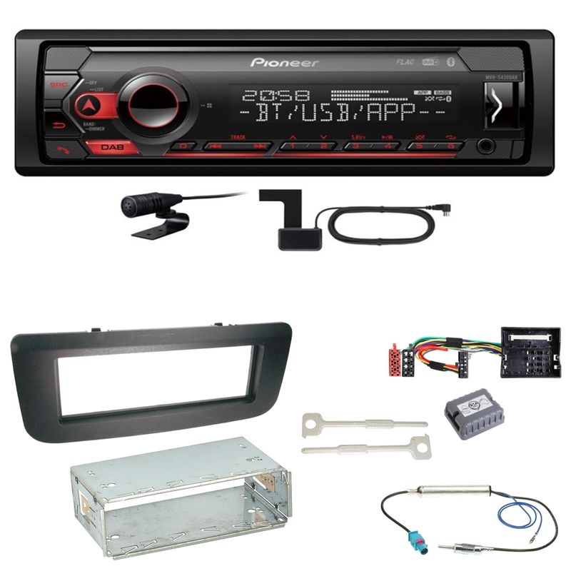 Pioneer MVH-S420DAB Bluetooth WAV Autoradio Einbauset für Skoda Fabia 2 Roomster