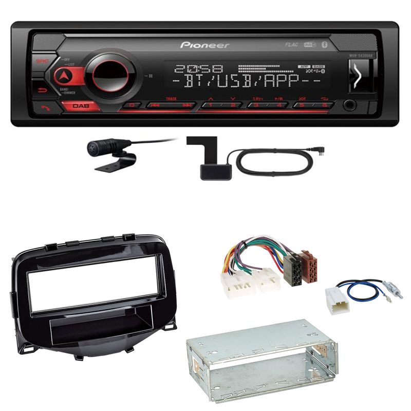 Pioneer MVH-S420DAB Bluetooth DAB+ Einbauset Toyota Aygo Citroen C1 Peugeot 108