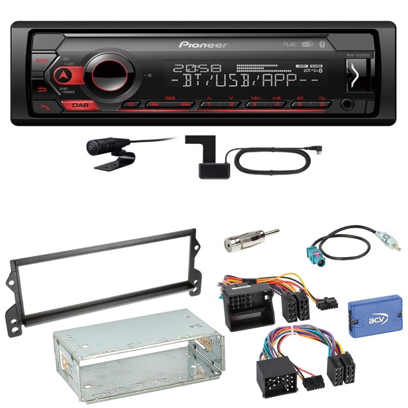 Pioneer MVH-S420DAB Bluetooth WAV DAB+ Autoradio Einbauset für MINI R50 R52 R53