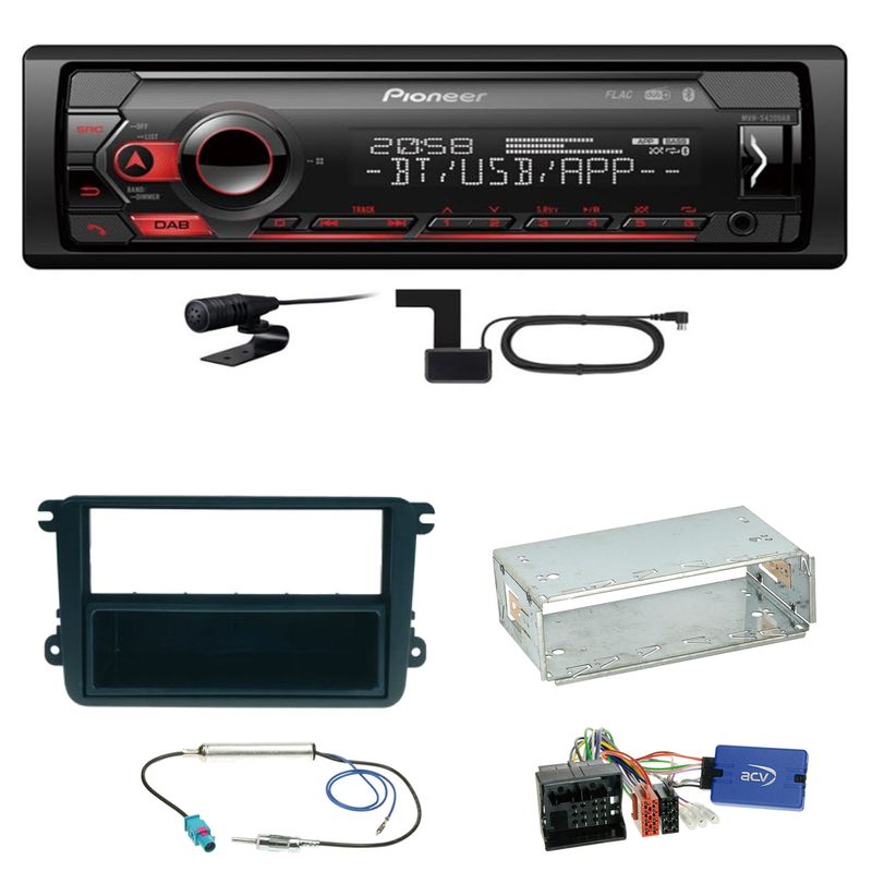 Pioneer MVH-S420DAB Bluetooth USB MP3 Einbauset für Seat Leon Alhambra Altea XL
