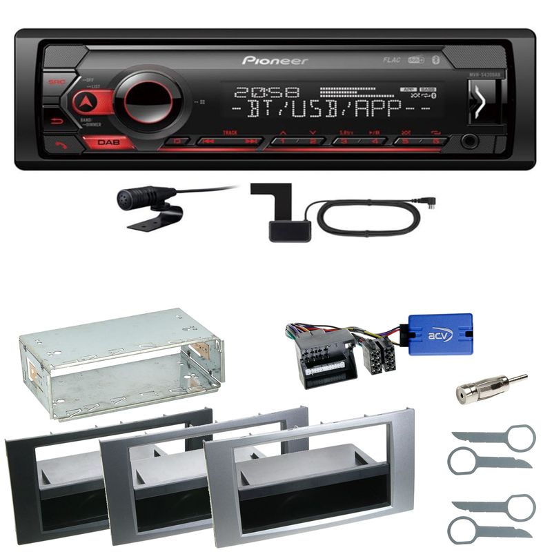 Pioneer MVH-S420DAB Bluetooth DAB+ Einbauset für Ford Focus C-Max Fiesta Transit