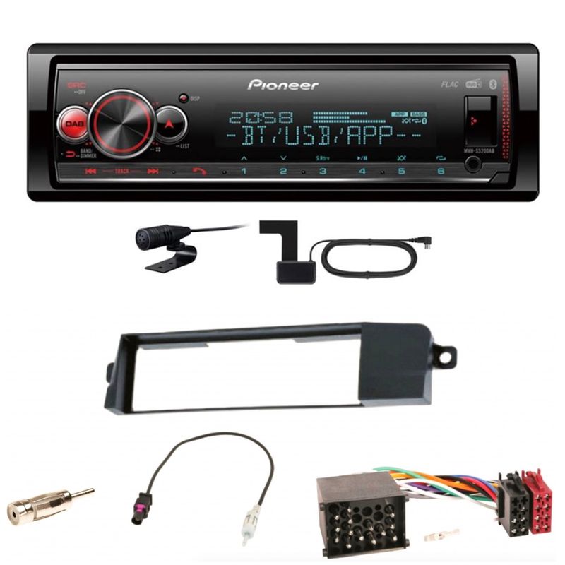 Pioneer MVH-S520DAB USB FLAC Digitalradio Bluetooth Einbauset für BMW 3er E46