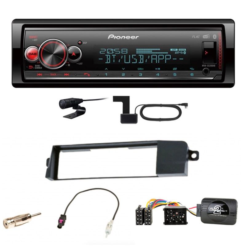 Pioneer MVH-S520DAB USB FLAC Digitalradio Bluetooth Einbauset für BMW 3er E46