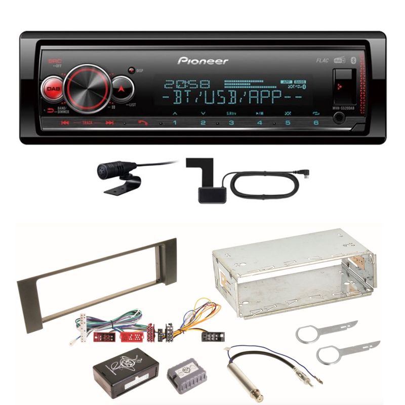Pioneer MVH-S520DAB USB FLAC Digitalradio AUX WMA Einbauset für Audi A4 B6 B7