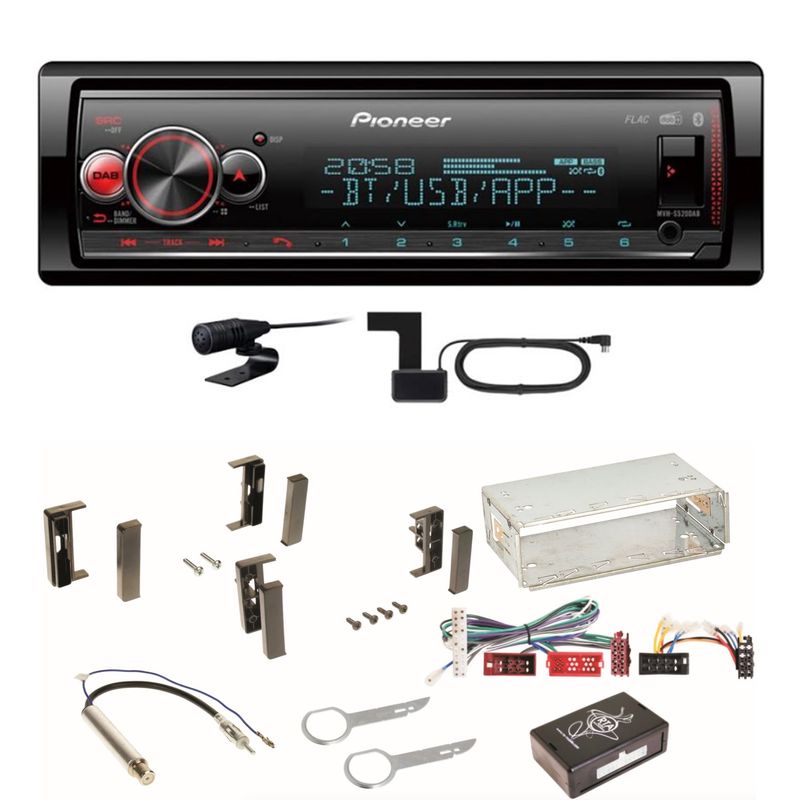 Pioneer MVH-S520DAB USB FLAC Digitalradio Bluetooth Einbauset für Audi A3 8L