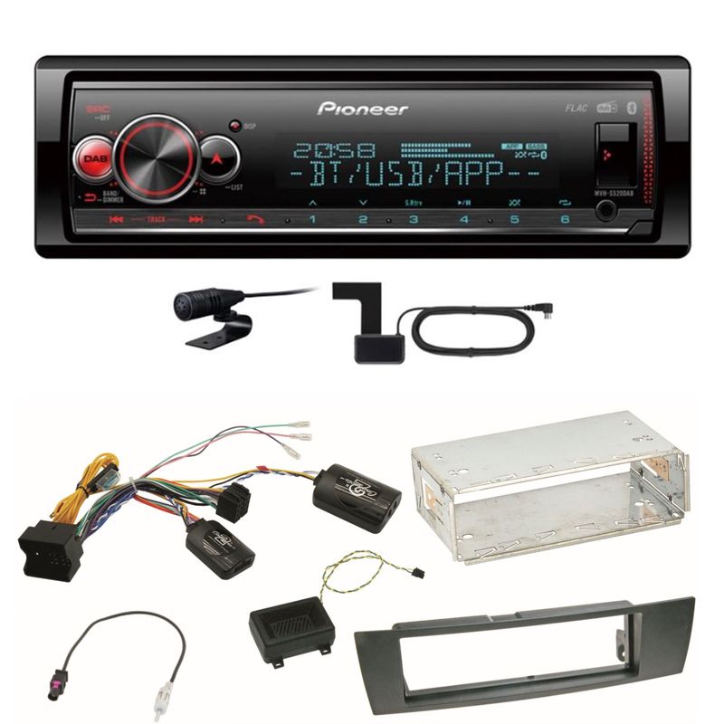 Pioneer MVH-S520DAB USB FLAC Digitalradio AUX Einbauset für BMW E90 E91 E92 E93