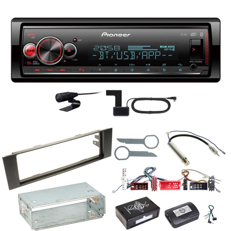Pioneer MVH-S520DAB Bluetooth Digitalradio AUX WMA Einbauset für Audi A3 8P 8PA
