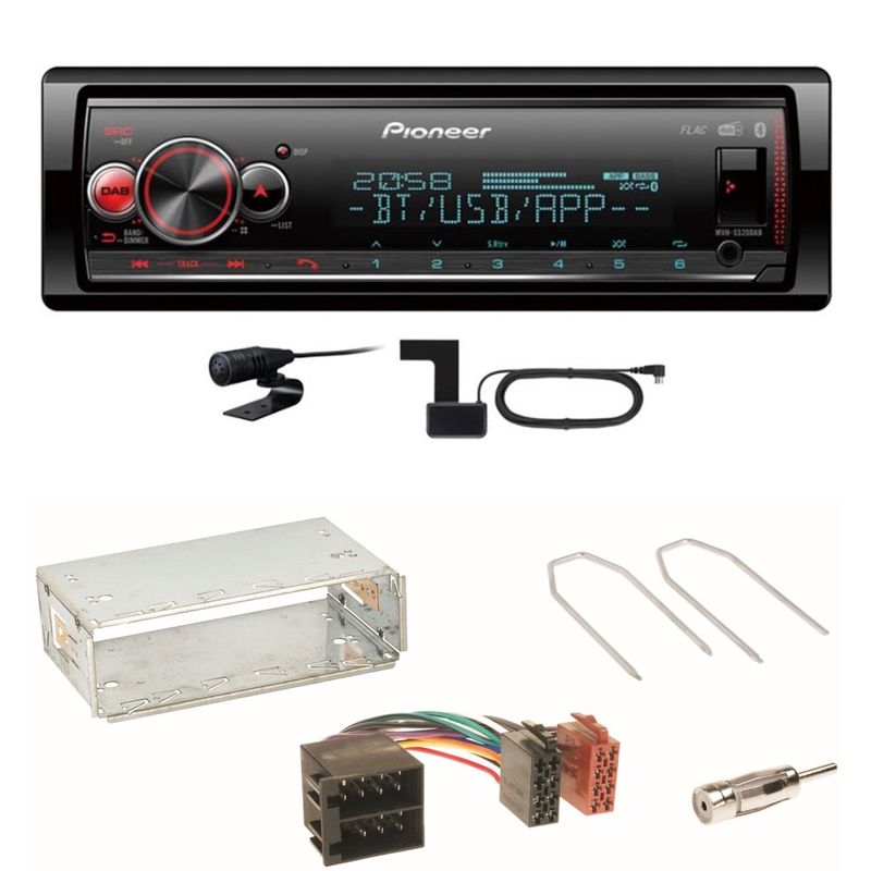 Pioneer MVH-S520DAB Digitalradio AUX WMA Einbauset für Citroen Berlingo bis 2007