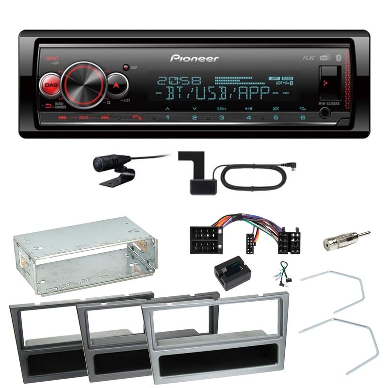 Pioneer MVH-S520DAB USB FLAC Einbauset für Opel Omega B Meriva A Agila Vivaro