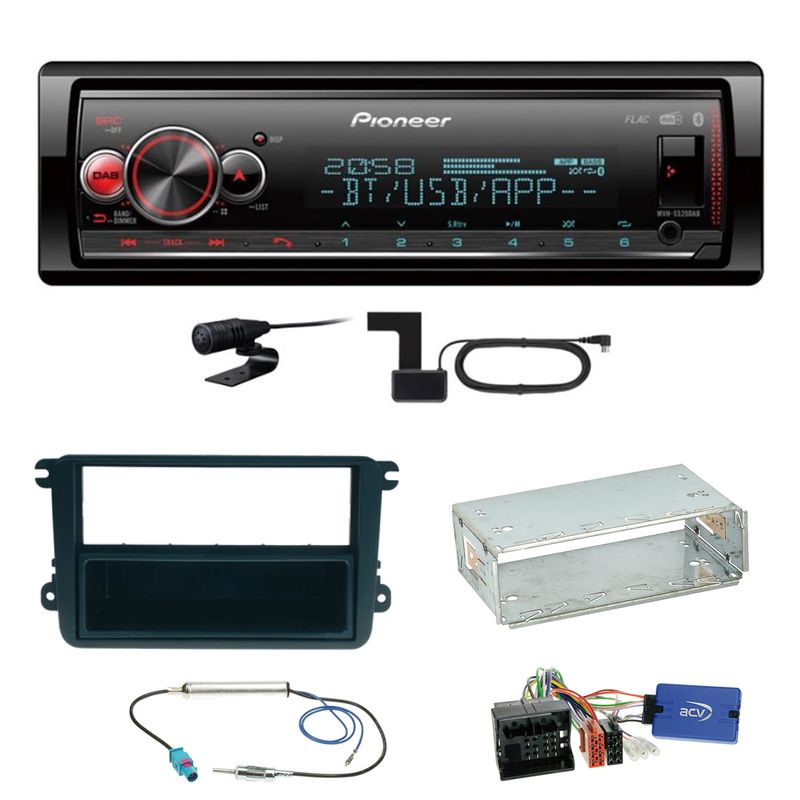 Pioneer MVH-S520DAB FLAC Digitalradio Einbauset für Seat Leon Alhambra Altea XL