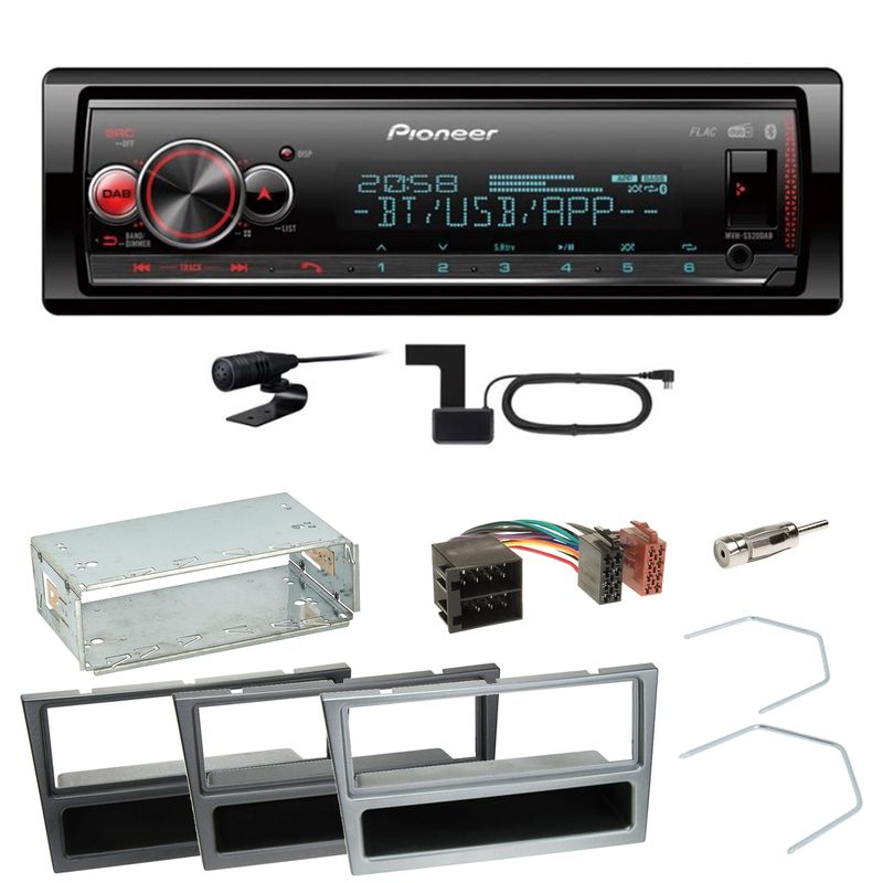 Pioneer MVH-S520DAB USB FLAC Einbauset für Opel Omega B Meriva A Agila Vivaro