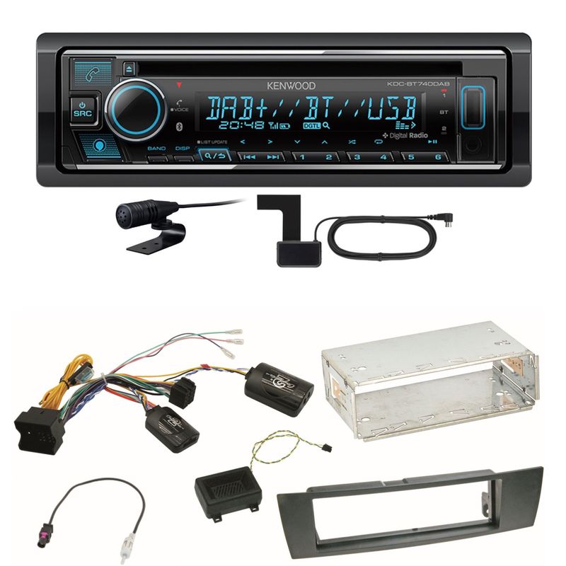 Kenwood KDC-BT740DAB Digitalradio Bluetooth Einbauset für BMW E90 E91 E92 E93