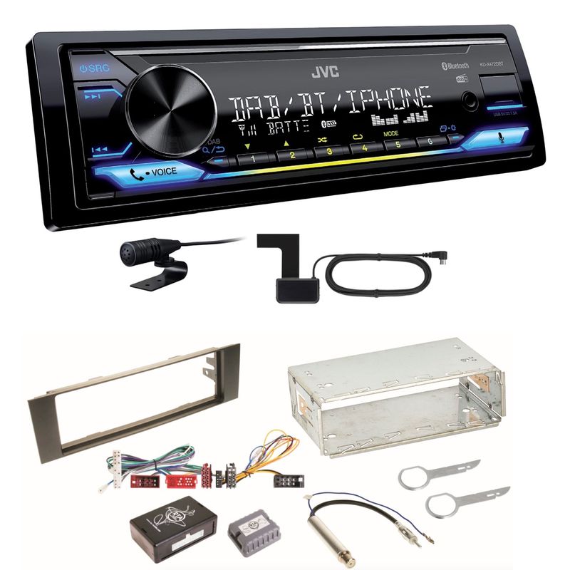 JVC KD-X472DBT Digitalradio Bluetooth USB MP3 FLAC Einbauset für Audi A3 8P 8PA