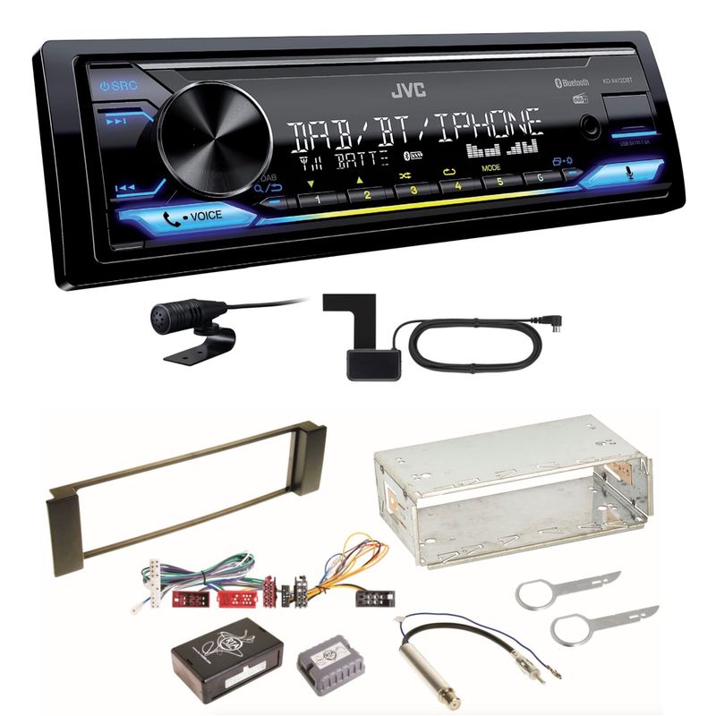 JVC KD-X472DBT Digitalradio Bluetooth FLAC USB Einbauset für Audi A3 8L A6 4B
