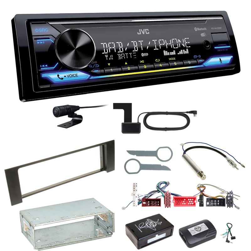 JVC KD-X472DBT Digitalradio Bluetooth USB MP3 FLAC Einbauset für Audi A4 B6 B7