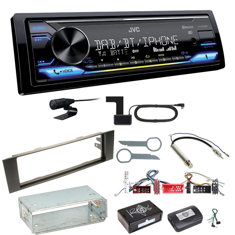 JVC KD-X472DBT Digitalradio Bluetooth USB MP3 FLAC Einbauset für Audi A3 8P 8PA