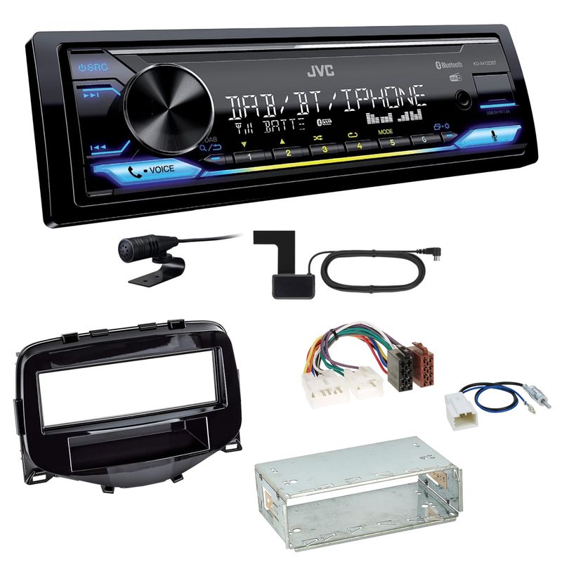 JVC KD-X472DBT Digitalradio USB MP3 Einbauset Toyota Aygo Citroen C1 Peugeot 108