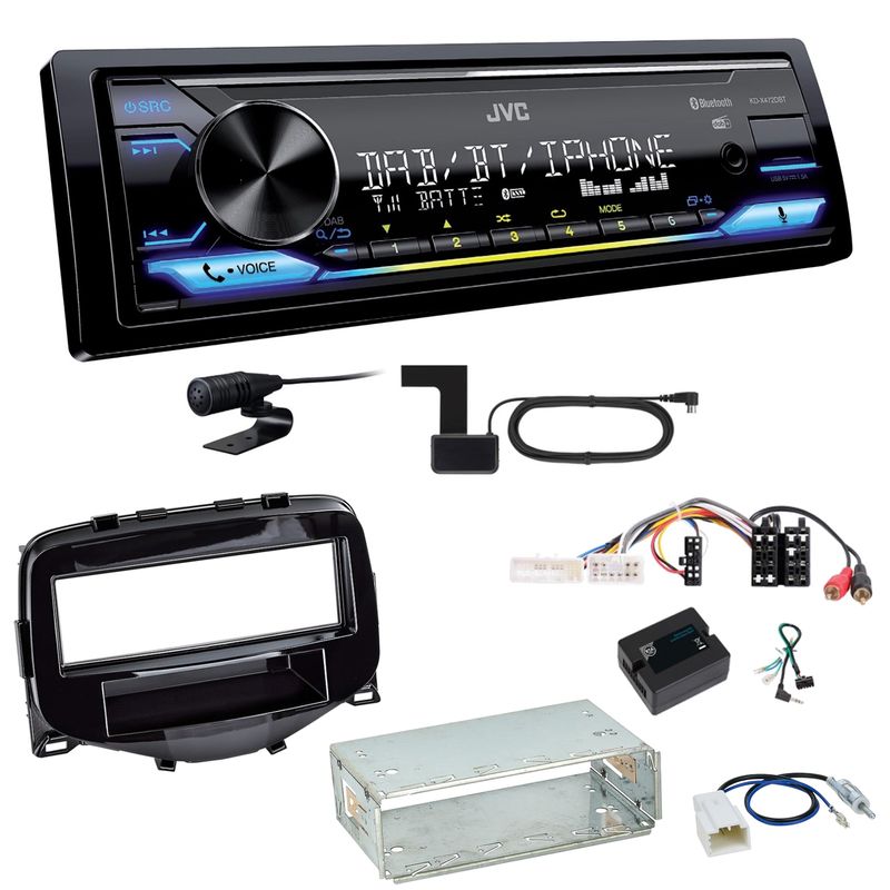 JVC KD-X472DBT Digitalradio USB MP3 Einbauset Toyota Aygo Peugeot 108 Citroen C1