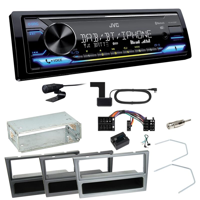 JVC KD-X472DBT DAB+ Bluetooth Einbauset für Opel Omega B Meriva A Agila Vivaro