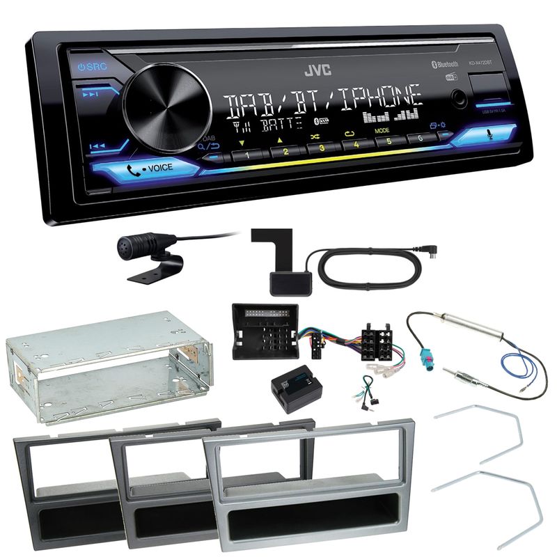 JVC KD-X472DBT DAB+ Bluetooth Einbauset für Opel Vectra C Meriva Vivaro Combo