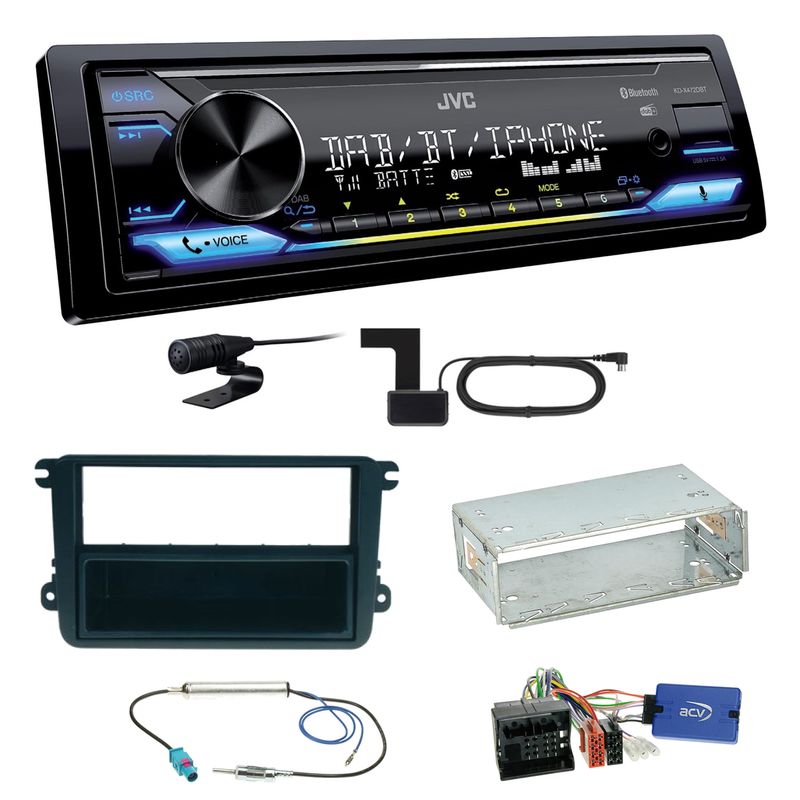 JVC KD-X472DBT DAB+ Bluetooth FLAC Einbauset für Seat Leon Alhambra Altea XL