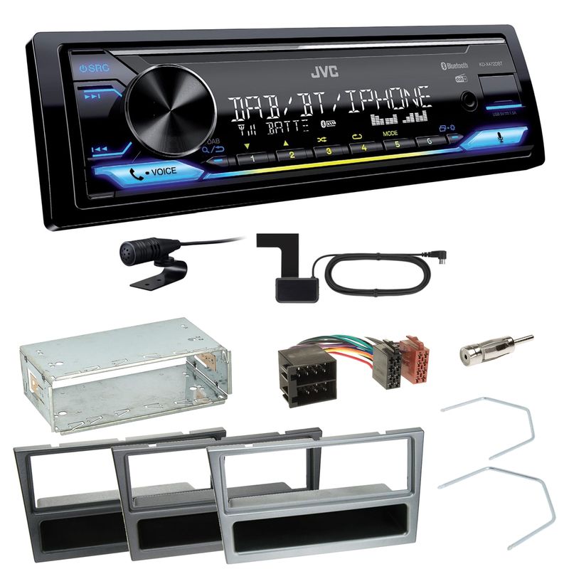 JVC KD-X472DBT DAB+ Bluetooth Einbauset für Opel Omega B Meriva A Agila Vivaro