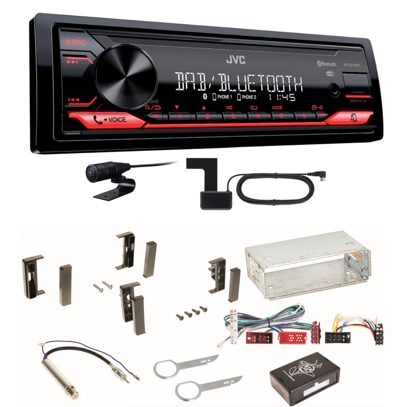 JVC KD-X272DBT Digitalradio Bluetooth USB MP3 FLAC DAB+ Einbauset für Audi A3 8L