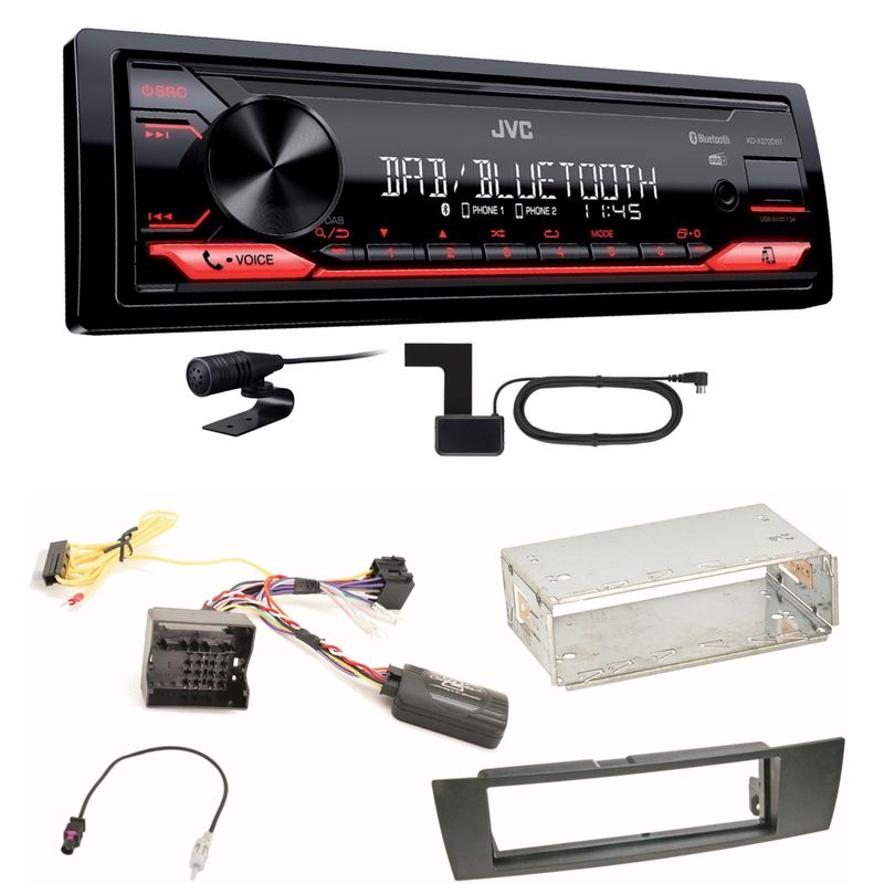 JVC KD-X272DBT Digitalradio USB MP3 FLAC Einbauset für BMW E87 E81 E82 X1 E84